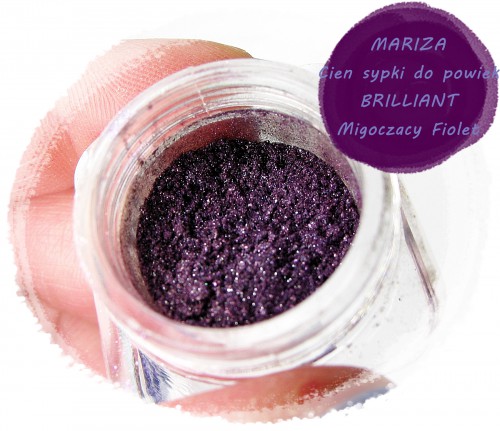 Mariza Cień sypki do powieki Brilliant Migoczący fiolet swatch real foto blog makijaż