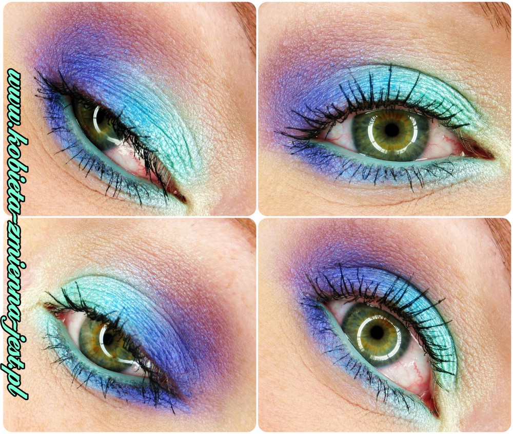 makijaż make up makeup pastele lato mint pastels fiolet mięta blue blog paleta technic electric bright metaliczny