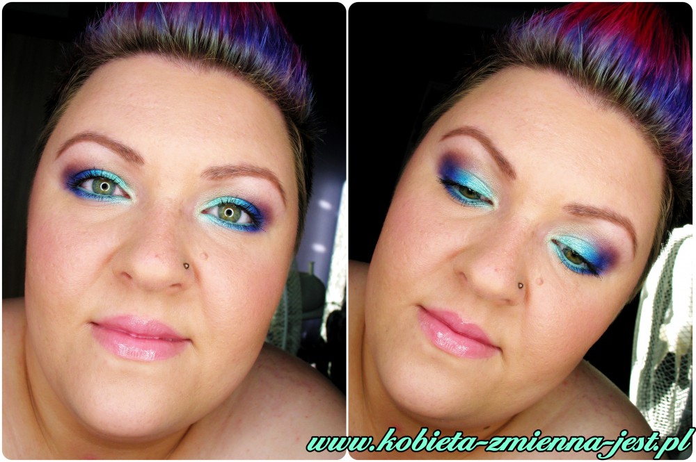 makijaż make up makeup pastele lato mint pastels fiolet mięta blue blog technic electric bright metaliczny