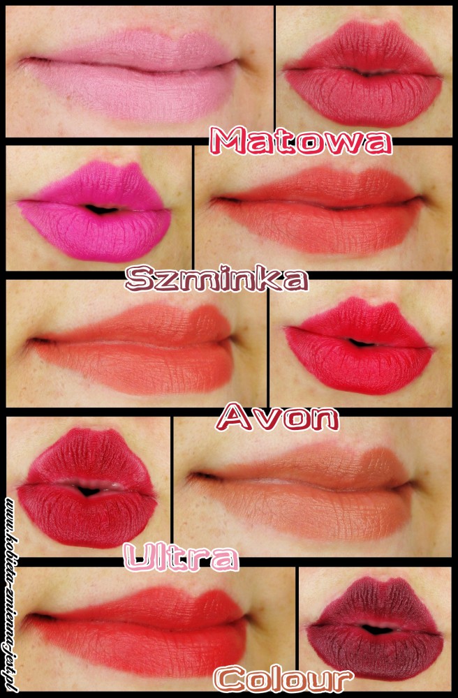 Matowa szminka Avon Ultra Colour blog swatche real foto kolory na żywo wszystkie kolory recenzja blog
