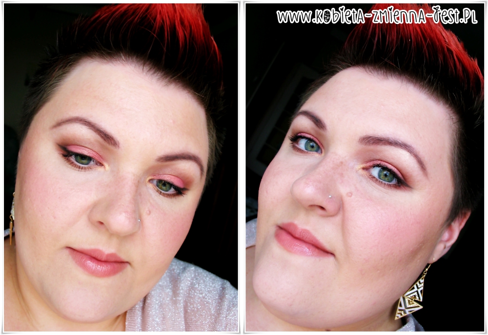 makijaż make up blog makeup revolution Ultra Blush and Contour Palette hot spice Highlighter Golden Lights makijaż dzienny delikatny róż na powiekach