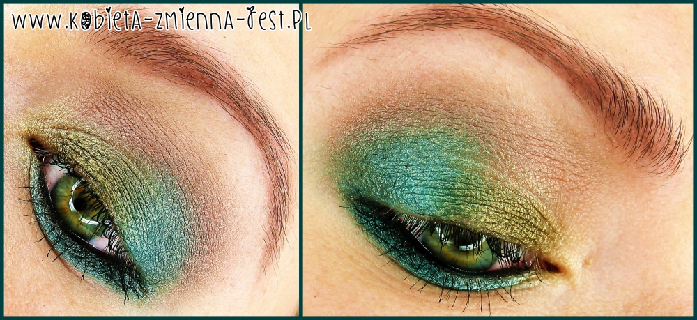makijaż make up jesienny turkus szmaragd khaki sleek jewels blog zielenie błyszczące eyes1