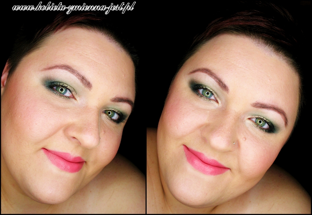makijaż makeup sleek the original sleek storm łosoś zielenie na powiece różowe usta blog