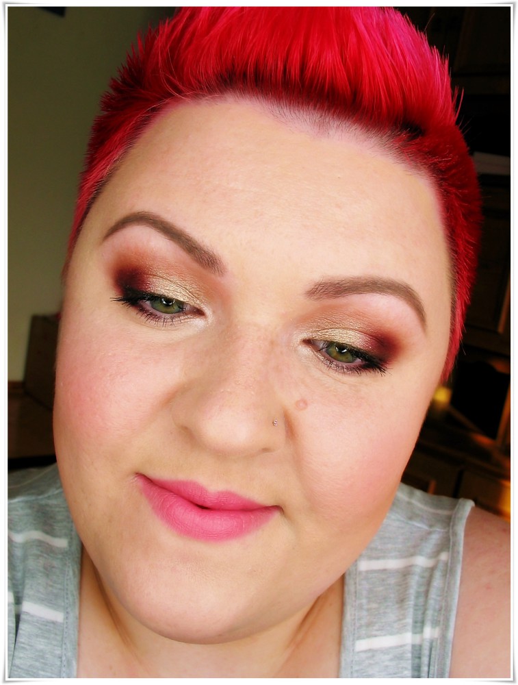 Makeup revolution I Heart Chocolate makeup makijaż blog makeupblogger złoto róż burgund gold soft pink face