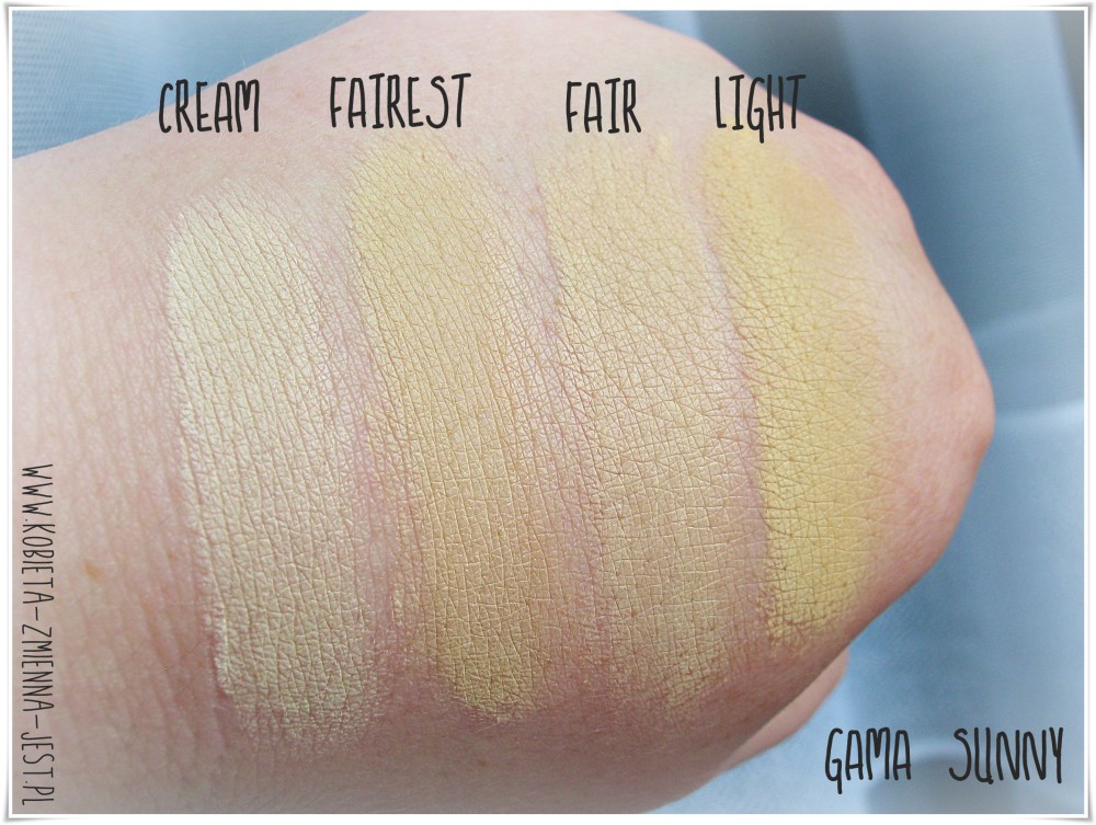 annabelle minerals gama kolorystyczna sunny cream fairest fair light wszystkie kolory swatche podkład kryjący