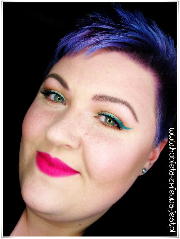 makijaż makeup fuksja usta strong lips green mint eyeliner makeupblogger blog bourjois rouge edition velvet 06 pink pong jestę blogerkę urodziny bloga