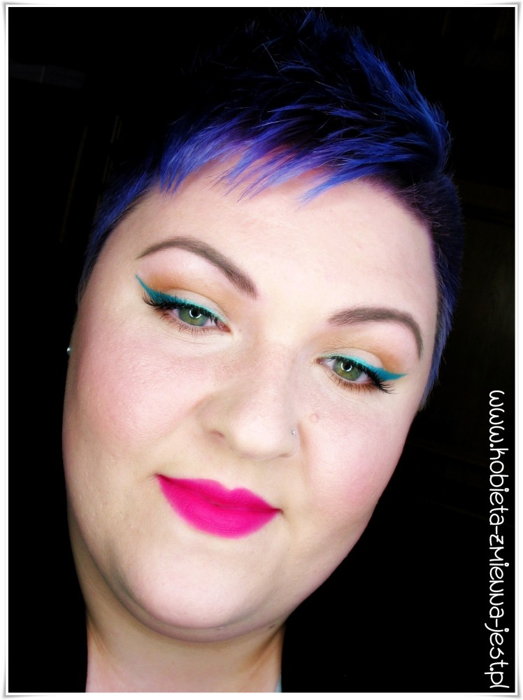 makijaż makeup fuksja usta strong lips green mint eyeliner makeupblogger blog bourjois rouge edition velvet 06 pink pong jestę blogerkę urodziny bloga face