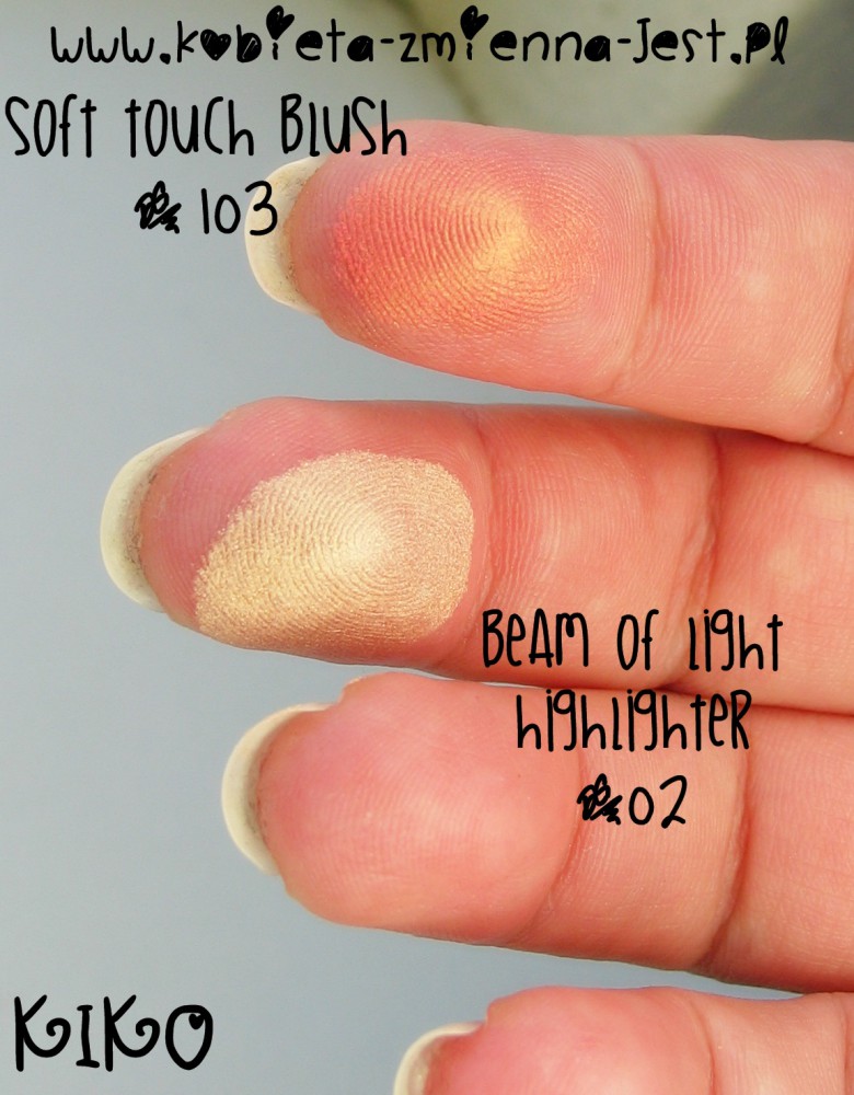 kiko soft touch blush 103 kiko beam of light 02 swatche real foto blog