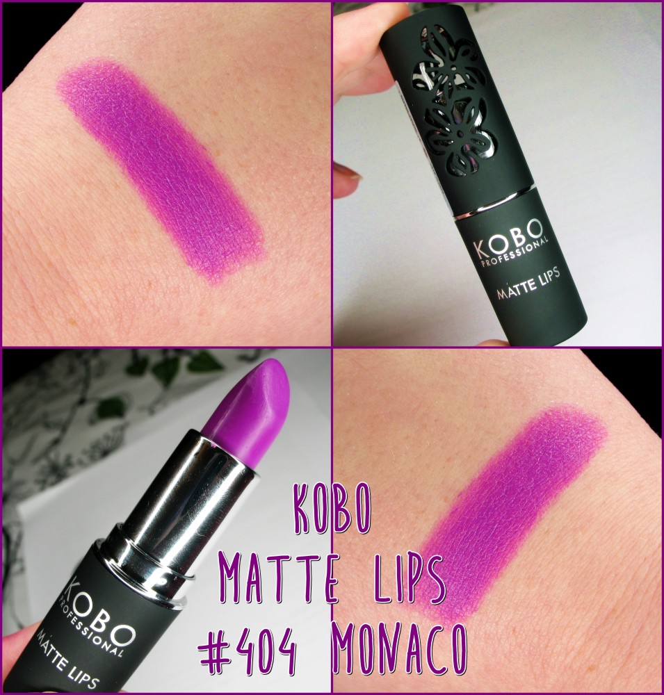 Kobo Matte Lips 404 Monaco swatche blog amarantowa szminka usta w fuksji