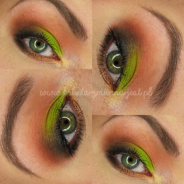 makijaż makeup blog limonka z brązem makeup revolution colour chaos palette Chocolate vice palette salted caramel palette beauty blog eye